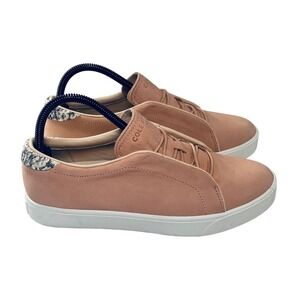 Cole Haan Grand Pro Lux Shoes Womens 9B Pink Snake Leather Slip On Sneakers EUC